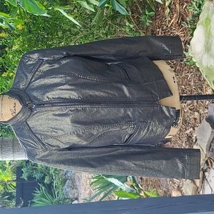 White House Black Market Black Metallic Zip-Front Jacket